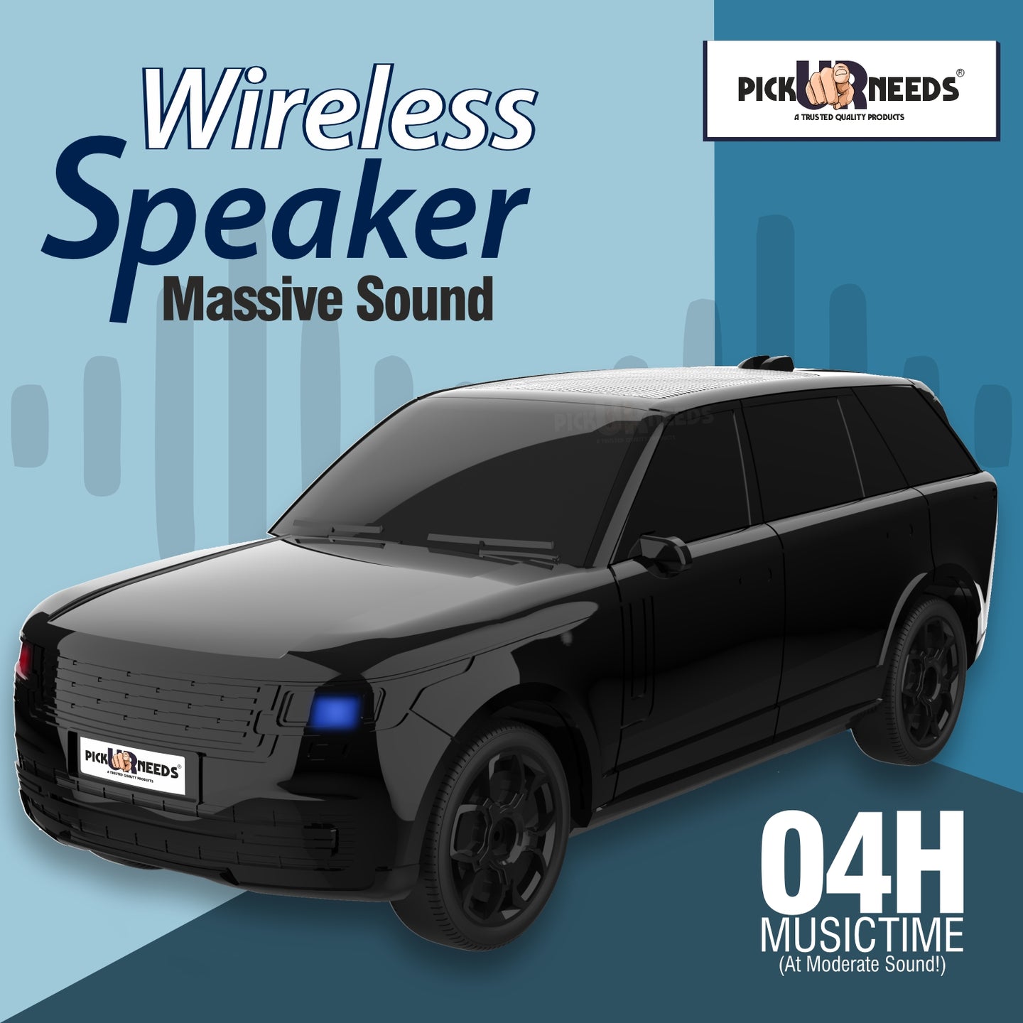 Pick Ur Needs Car Design Wireless Speaker USB / TF Card / FM Support RGB Light 1200mAh Battery 10 W Bluetooth Speaker